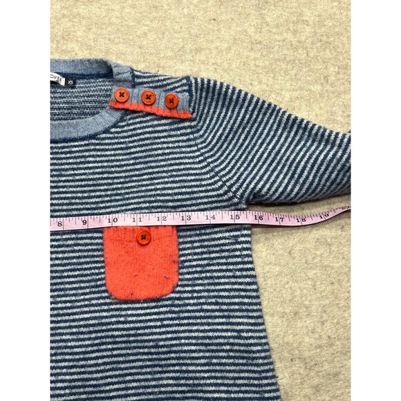 Zaket & Plover Merino Wool Blend Crewneck Blue Striped Sweater Size XS - Picture 9 of 10